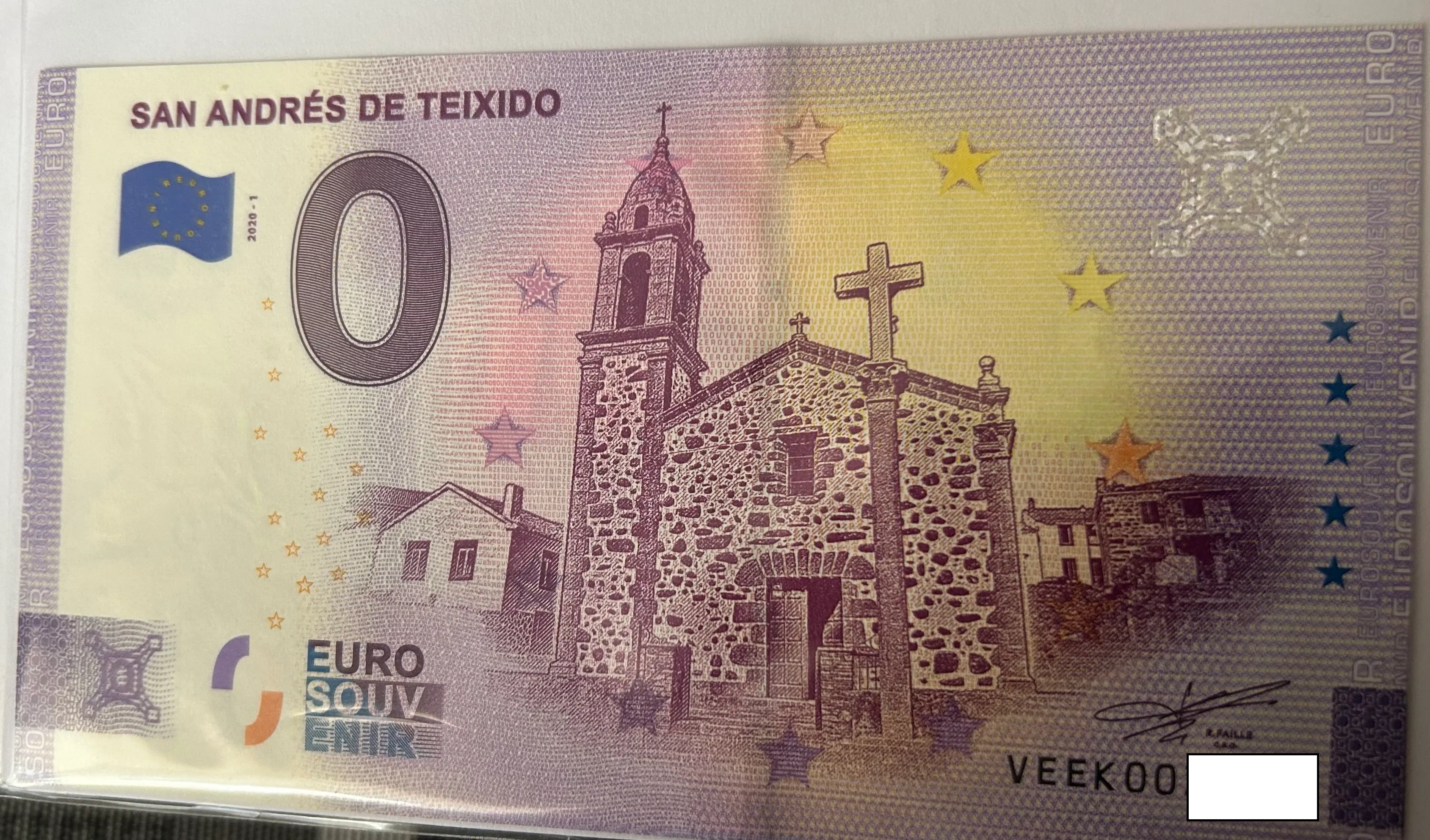 BILLETE 0 EURO ESPAÑA VEEK 2020-1  SAN ANDRES DE TEIXIDO